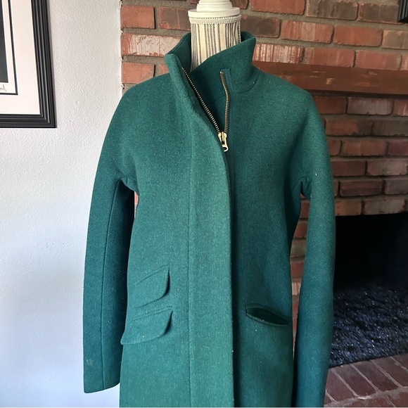 J. Crew Cocoon Coat in Italian Stadium-Cloth Wool Blend Forest Green Sz 2 TALL - Picture 6 of 14